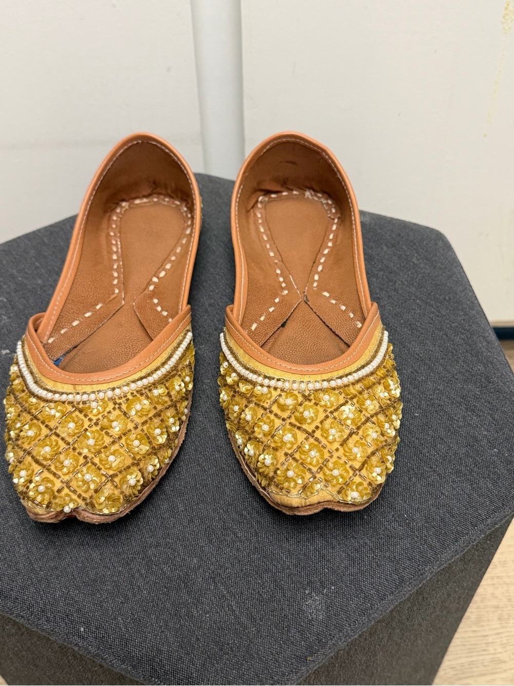 Beaded Yellow Women's Slip-On Moccasins